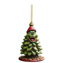 The Grinch 12/2pcs Christmas Tree Shaped Acrylic Hanging Ornaments, Fun Green Character Tree Pendant, Suitable For Christmas Tree Home Party Decoration, Ideal Christmas Home Decor And Holiday Gift - Multi-color - View 3