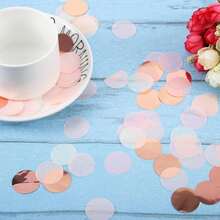 50g Round Colorful Sequin Confetti, Highly Attractive, Light Pink Tissue Paper Confetti, Compact And Portable, Suitable For Wedding, Proposal, Engagement, Table Scattering, Birthday, Party, Balloon Filling, Table Decoration, Party Decoration - Multicolor - View 4