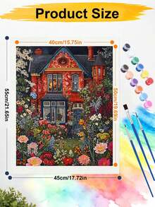 1 Digital Oil Painting Set, DIY Oil Painting Set, House Oil Painting Set Full Of Flowers, DIY Adult Hand-Painted For Gift Home Wall Decoration. - A - View 6