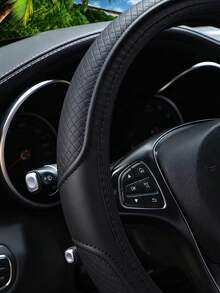 1PC Leather 3D Embossed Car Inner Ringless Steering Wheel Cover Comfortable Soft Suitable For 14.5-15INCH Car Accessories - Multicolor - View 4