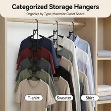 1pc Heavy Duty Space-Saving Multi-Function Hanger 5-In-1 Multi-Layer Metal Design With Anti-Slip Foam Pads, Perfect For Coats, Sweaters, T-Shirts, Jackets And Organizer Closet Storage Solution - View 6