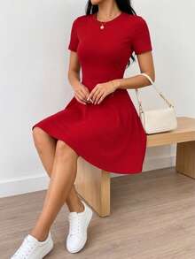 Women Short Dresses - Red - View 4