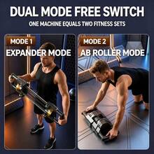 ZM Health﻿ 2‑In‑1 Dual‑Function Fitness Equipment Chest Expander & Ab Roller Trainer, Full‑Body Home Gym Workout For Chest Back Arm Leg Abdominal Core Strength Training - Multicolor - View 6