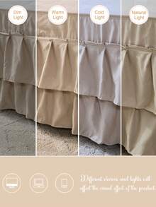 1pc Double-Layer Ruffle Solid Beige Bed Skirt (1 Piece Bed Skirt), Simple Pastoral Fresh Natural Classic, Polyester Fiber Comfortable All-Season, Applied To Bedroom Scenes And Home Decoration, Cottagecore, Ruffle Bedding, Cozy Bedroom - Camel - View 6