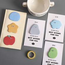 30 Sheets/Pack Fun Candy Bean Cartoon Face Sticky Notes, Cute Funny Shaped Colorful Memo Pads, Adorable Self-Stick Note Pads For Students Office Party Favor Stationery Supplies - 30 Sheets - View 6