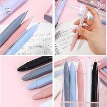 1 Set Aesthetic Gel Pens With Black Ink, 0.5mm Smooth Fine Tip, Simple And Elegant Design, Creative Student Stationery, Retractable Ballpoint Pens For Office, Correct Posture Writing, Water-Based Signature Pens For Exam Practice - Multicolor - View 5