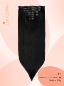 DOORES 14-24 Inch Seamless Clip-In Hair Extensions, 130g-160g 7pcs Real Human Hair Invisible PU Skin Weft, Jet Black, Natural Remy Straight Hair, Easy To Wear & Style - S1 - View 2