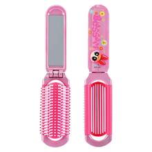 Miniso The Powerpuff Girls 2-In-1 Folding Hairbrush With Built-In Mirror, Portable Pocket Air Cushion Massage Comb, Suitable For Girls' Travel And Daily Use - Multicolor - View 5