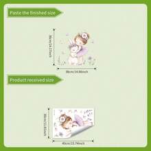 1pc 2D Rabbit Wall Sticker With Butterfly And Flower Surround, Soft And Sweet Self-Adhesive Decor - Multicolor - View 3