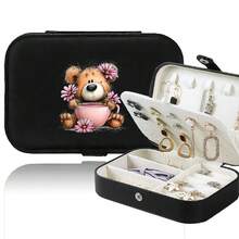 Jewelry Box Women Jewelry Organizer Display Travel Large Capacity Jewelry Case Luxury PU Leather Jewelry Case Multiple Compartments Classification Box - Black - View 9