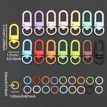 112pcs/224pcs DIY Keychain Making Parts, Colorful, Includes Key Rings And Jump Rings, Suitable For Braided DIY Keychains, Bag Charms, Open Connectors, Keychain Accessories Making Materials, DIY Key Ring Accessories Making - Keychain & Jump Ring - View 3