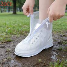 2pcs/Pack Zipper Waterproof Shoe Covers, Thickened Waterproof Shoe Covers, Stain-Resistant Design, Unisex Rain Shoe Covers, Waterproof Layer Rain Boots, Reusable PVC Rain Boot Covers, Hand Washable, Wear-Resistant Non-Slip, Suitable For Men And Women - Multicolor - View 4