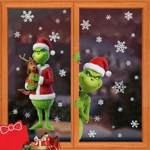 The Grinch 1 مجموعة ملصقات ديكورية لعيد الميلاد، ملصقات كرتونية على شكل ندفة ثلجية للنوافذ الزجاجية - متعدد الألوان - مشاهدة 3