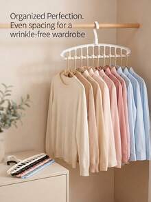 1pc Foldable Multi-Function Wardrobe Clothes Hanger, 11-Hole Non-Slip Bedroom Drying Rack, 360° Rotating Multi-Hook Living Room Storage Hanger, Suitable For Wardrobe, Bedroom, Living Room, Balcony, Kitchen And Bathroom Storage. Multi-Function Space-Saving Bedroom Furniture Clothes Hanger, Foldable Storage Standing Wardrobe Hanging Rack, 11-Hole Non-Slip Wardrobe Clothes Hanger, Multi-Hook Bedside Cabinet Hanging Rack, Moisture-Resistant Practical Kitchen Furniture Clothes Hanger, Style/Color Random. - Multicolor - View 5