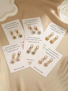 2pcs Dainty Rhinestone Butterfly Keychain, Inspirational Encouragement Gift Bag Charm, Aesthetic Backpack Accessories, Key Ring For Teen Girls - Multicolor - View 1