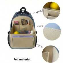 1pc Backpack Organizer Bag, Car Cosmetic Storage Bag, Felt Backpack Organizer Bag, Multi-Pocket Backpack Organizer Bag, Multi-Function Bag In Bag, Zipper Design Travel Backpack Organizer Bag, Backpack Organizer Liner Bag - A - View 9