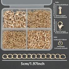 150pcs/300pcs KC Golden DIY Handmade Extension Chain Jewelry Making Kit, Includes (12*7mm) Lobster Clasp, (7*5mm) Jump Rings, Water Drop Pendant, 5-Section Chain, Suitable For DIY Beaded Tail Chain, Jewelry Extension Chain, Jewelry Clasp, Open Connector Ring, Hand & Foot Jewelry Connector, Jewelry Accessories Handmade Craft Materials - Accessory Set - View 3