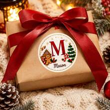 LICVIC Custom Christmas Initial Name Stickers, Personalized Gingerbread Letter Gift Labels, Festive A-Z Holiday Style, Customized Christmas Stickers For Gift Wrapping, Customizable Name Labels, Present Decor, Christmas Cards, Holiday Gifts, Round Sticker - Style G - View 6