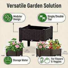 Elevated Garden Planter Box With Legs, Traditional Black Woven Plastic Container, Suitable For Outdoor Gardening, Can Grow Flowers, Vegetables And Herbs, Sturdy And Lightweight Elevated Garden Planting Tray, Multi-Functional Design - Multicolor - View 11
