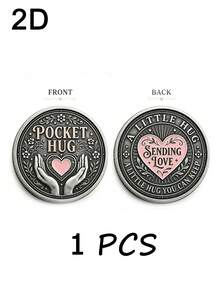 Two‑Hands‑Holding‑Heart Commemorative Coin - Colorful Collectible Gift, Suitable For Birthdays, Weddings, Valentine's Day And Christmas - Love‑Token Souvenir, Featuring Two‑Hands‑And‑Heart Design, With Acrylic Protective Sleeve,2D Commemorative Coin - Silver - View 6