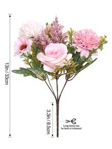 1pc Simulated Rose, Embroidered Ball, Small Daisy, Hand-Held Flower, Artificial Simulation Mixed Bouquet, Bride's Hand-Held Flower, Home Decoration Fake Flower, Can Be Used To Decorate Banquet Tables, Event Scene Decoration, Porch, Party Decoration - Multicolor - View 3