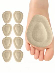 2 Pairs Women's Water Drop Shaped Anti-Slip Front Sole Pads, Thickened Invisible Soft Fashion Minimalist High Heel Half Size Inserts - Beige - View 2