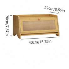 1pc Bamboo Flip‑Top Bread Storage Box, Natural Bamboo, Flip Lid With Clear Visible Window, Large Capacity, For Kitchen Countertop Bread Pastry Dust‑Proof Storage & Desktop Organization - Random Color - View 10