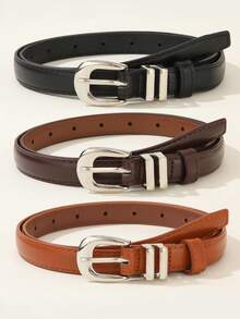 1/3pcs Teen Fashion Belts, Premium PU Material, Perfect Decorative Accessory For Jeans And Dresses, Back To School Essential, Back To School Gift Choice For Boys And Girls - Multicolor - View 1