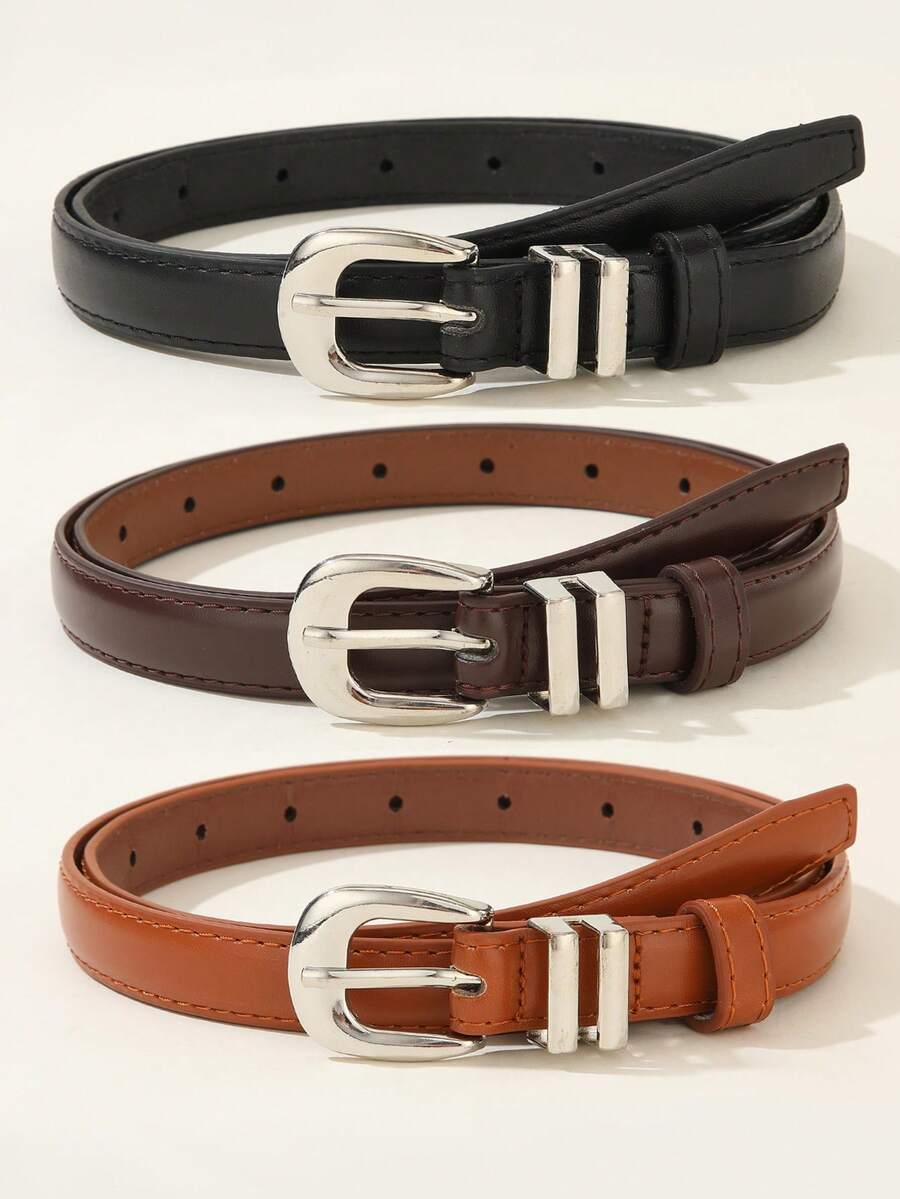 1/3pcs Teen Fashion Belts, Premium PU Material, Perfect Decorative Accessory For Jeans And Dresses, Back To School Essential, Back To School Gift Choice For Boys And Girls - Multicolor - View 1