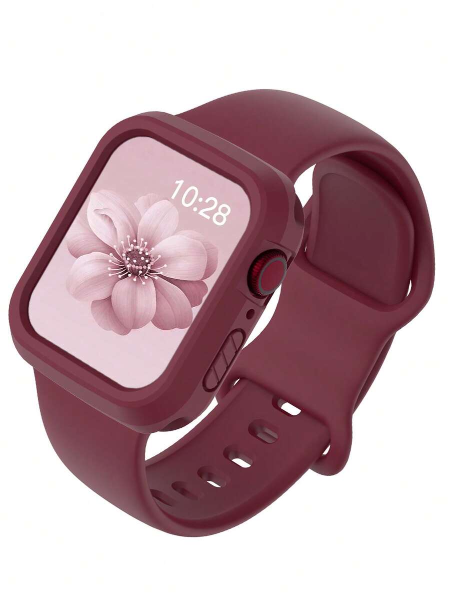 2合1運動矽膠錶帶與錶殼，相容 40mm、41mm、42mm、44mm、45mm、46mm 與 49mm 尺寸，柔軟舒適鉚接矽膠錶帶搭配防震鏤空矽膠保護殼，相容 Series Ultra/12/11/10/9/8/7/6/5/4/SE 機型，防水運動錶帶與錶殼套組，男女適用