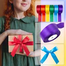 6 Rolls 25mm/10 Yards Full Color Holiday Party Decorative Satin Ribbon, Create Fresh Style + Rose Satin Shiny High Density Fabric, Suitable For Fresh Scene Decoration + Floral Arrangement + Handicraft + Gift Packaging Decoration - View 7