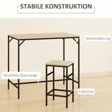 Bar Table Set With 4 Bar Stools, 5-Piece Table Set, Steel And Oak - Oak Color - View 9
