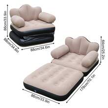 2-In-1 Inflatable Sofa Bed, Foldable Inflatable Sofa Chair With Armrests, Portable Inflatable Mattress For Camping, Home And Leisure - Beige - View 6
