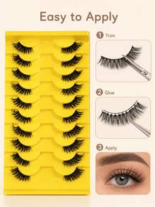10 Pairs Half Lashes Natural Volume Simulated Fluffy Grafted Eyelashes For Daily Commuting, Portable, Lightweight, Non-Irritating, And Reusable - View 2