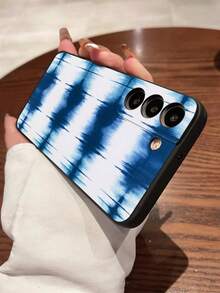 1pc Blue And White Gradient Ink Wash Symmetrical Fabric Texture Indigo Blue Vintage Pattern Black Fashion Design Phone Case, 2D Color Printed Phone Protective Cover, Suitable For Android A04/A05s/A13/A14/A15/A16/34A5/A36/A2/A53/A54/A55/A56/S21/S22/SS24/S25/S26/S26Ultra/26+5 And Other Models. Unisex, Suitable For All Seasons, Can Be Given As A Gift To Friends Or Used Personally. - Multicolor - View 4