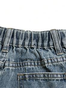 Love Baby 8-11Years Tween Boy Vintage Style Light Wash Wide Leg Jeans, New Sand-Washed Distressed Wash Process, Elastic Waistband, Adjustable Fit, No Zipper Design, Loose Fit Wide Leg Classic Versatile Denim Pants, Suitable For All Seasons - Light Wash - View 7