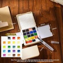 16-Color Solid Watercolor Paint Set - Portable Travel Art Kit, Includes Palette, Painting Cards, Brush Washer And Metal Brushes, Suitable For Professional Painting And Outdoor Sketching - Multicolor - View 17