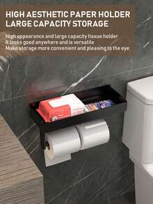 Kitchen Paper Towel Holder With Storage Shelf Wall Mount Metal Spice Rack Multi‑Function Kitchen Organizer Kitchen Shelf With Paper Towel Holder, Spice Rack Wall Mounted, Kitchen Organizer, Wall Storage Shelf, Kitchen Paper Dispenser - Multicolor - View 6