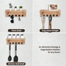 Wall Key Holder, A Rustic Style Rack With Hooks, Made Of Paulownia Wood, Can Hold Keys, Dog Leashes, Bags, Etc., Deeply Decorated Key Hanger And Entrance Rack - View 7