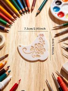 20PCS Temporary Tattoo Stencils, Floral Heart Pattern Reusable Flash Card Templates, DIY Hollow Face Eye Corner Graffiti Stencils, Adult Music Festival, Body Art Stencils - White - View 9