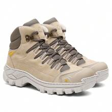 Coturno Bota Masculina Cano Médio Solado Borracha Antiderrapante Couro Legitimo Top Com C.A - Nude - Visão 4