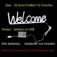 1pc LED Welcome Letter Neon Light, Bar Scene Wall Hanging Decor, Battery/USB Powered Romantic Atmosphere Light, Holiday Party Gift, Bedroom Room Decoration - Welcome Neon Light - View 12