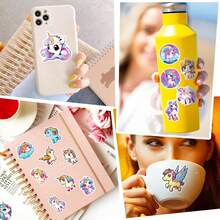 50pcs Kids Unicorn Stickers, Cute Sticker Set, Suitable For Laptop, Water Bottle, Books, Gifts, Bags, Suitcases, Scrapbooks, Cars, Etc., Waterproof Rainbow Stickers, Suitable For Teens And Adults. - Multicolor - View 10