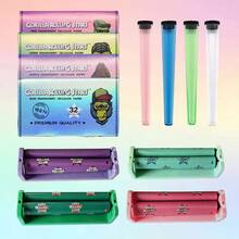78mm Portable Handmade Rolling Paper Set. Colorful Cellulose Paper With 78mm Manual Rolling Machine And Conical Storage Tube. Slow Burning, Provides Smooth Experience. Convenient For Carrying/Bag. Home Tool & Holiday Gift - Multicolor - View 1