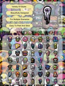 50Pcs PP Cool Colorful Skull Stickers, Graffiti‑Style Funny Patterns Of Skulls, Zombies And Halloween Monsters, Suitable For Journals, Water Bottles, Notebooks, Storage Boxes, Skateboards, Helmets, Luggage, Laptops - Multicolor - View 8