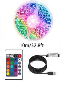 5V Indoor LED Light Strip, 3.28ft To 98.4ft Length, Color Changing RGB LED Lights With 24-Key Remote Control, Suitable For TV/Computer Backlight, Desk, Living Room, Bedroom, Holiday Party/Bar/Atmosphere Lighting - Multicolor - View 20