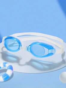 1 Pair Waterproof Anti-Fog Swim Goggles, Simple Color, Comes With Earplugs, Suitable For Children And Teenagers - Multicolor - View 14