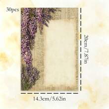 Floral Romantic Stationery, 30 Sheets/Pack, Cool Tone Floral Art, Exquisite Printed Pattern, High Quality Multi-Purpose Letter Paper, Multiple Other Theme Styles Available - Rectangle - View 17