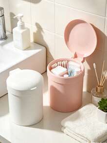 Mini Plastic Desktop Trash Can With Lid, Suitable For Home Office, Kitchen, Vanity, Daily Essentials, Household Student Dormitory Trash Can, Can Be Used As Desktop Wastebasket For Office, Bedroom And Living Room - Multicolor - View 8