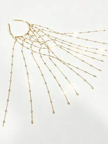 Exquisite Shiny Hollow Mesh Hair Chain Tassel Hair Accessory For Women, Versatile For Banquet And Party - Gold - View 2